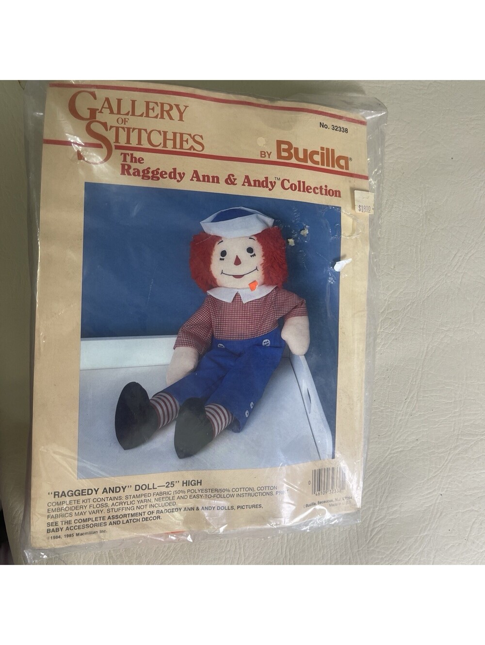 BUCILLA Gallery Of Stitches Vintage RAGGEDY ANDY 25” Doll Kit 32338